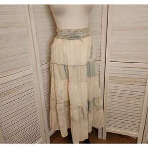 Young Threads Cream and Green Maxi Skirt Size S/M NWT